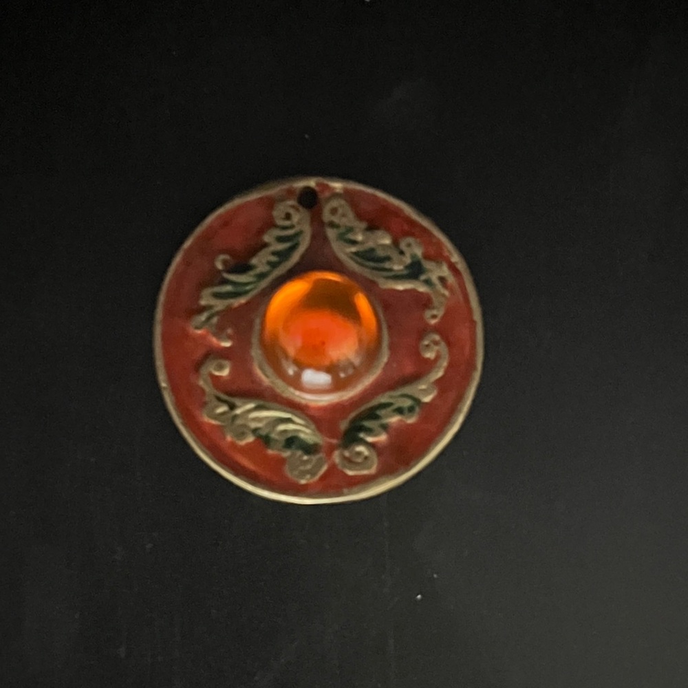 Vintage Orange and Gold Pendant
